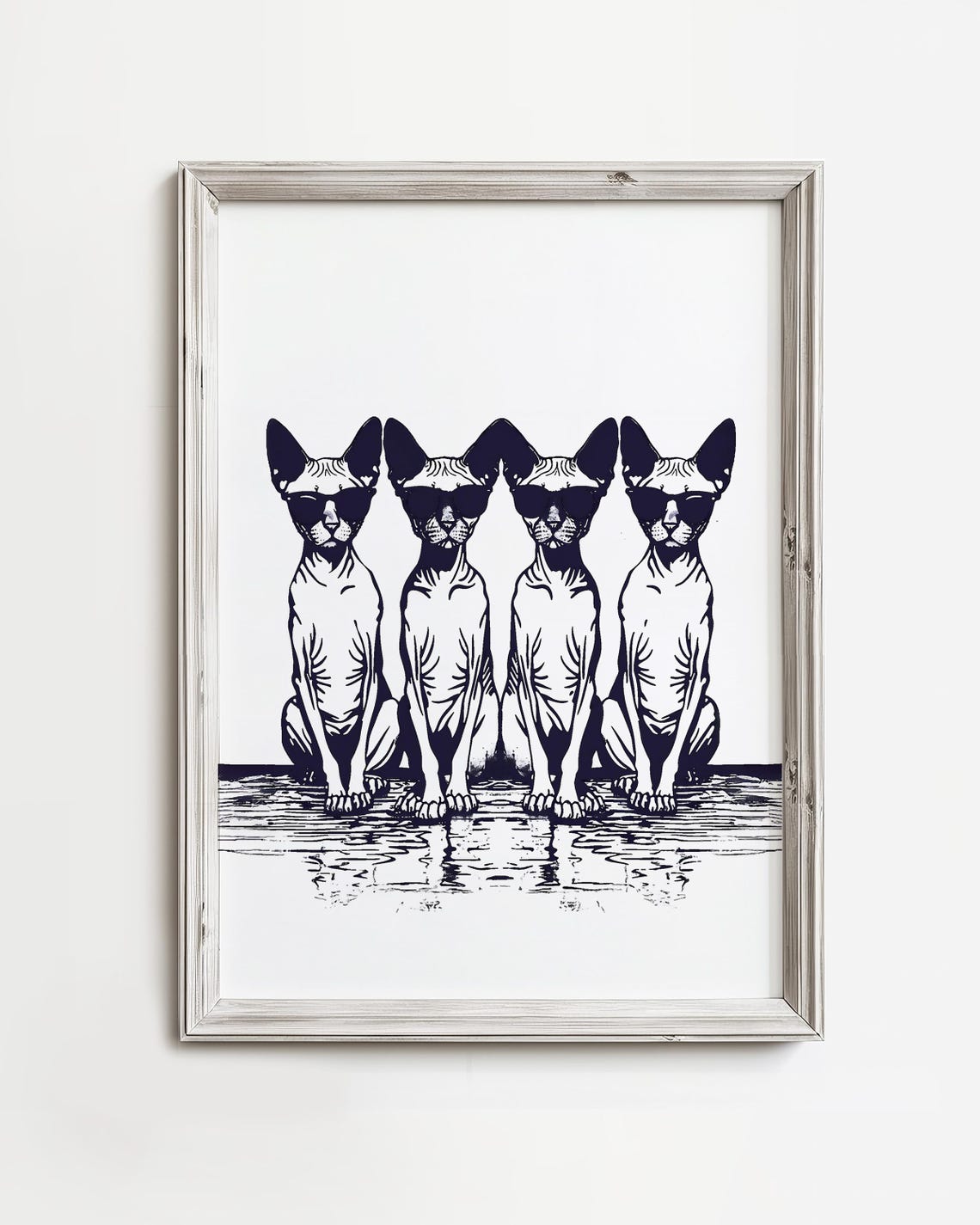 Sphynx Cats in Sunglasses Cool Beach Summer Fun Coastal Art Poster
