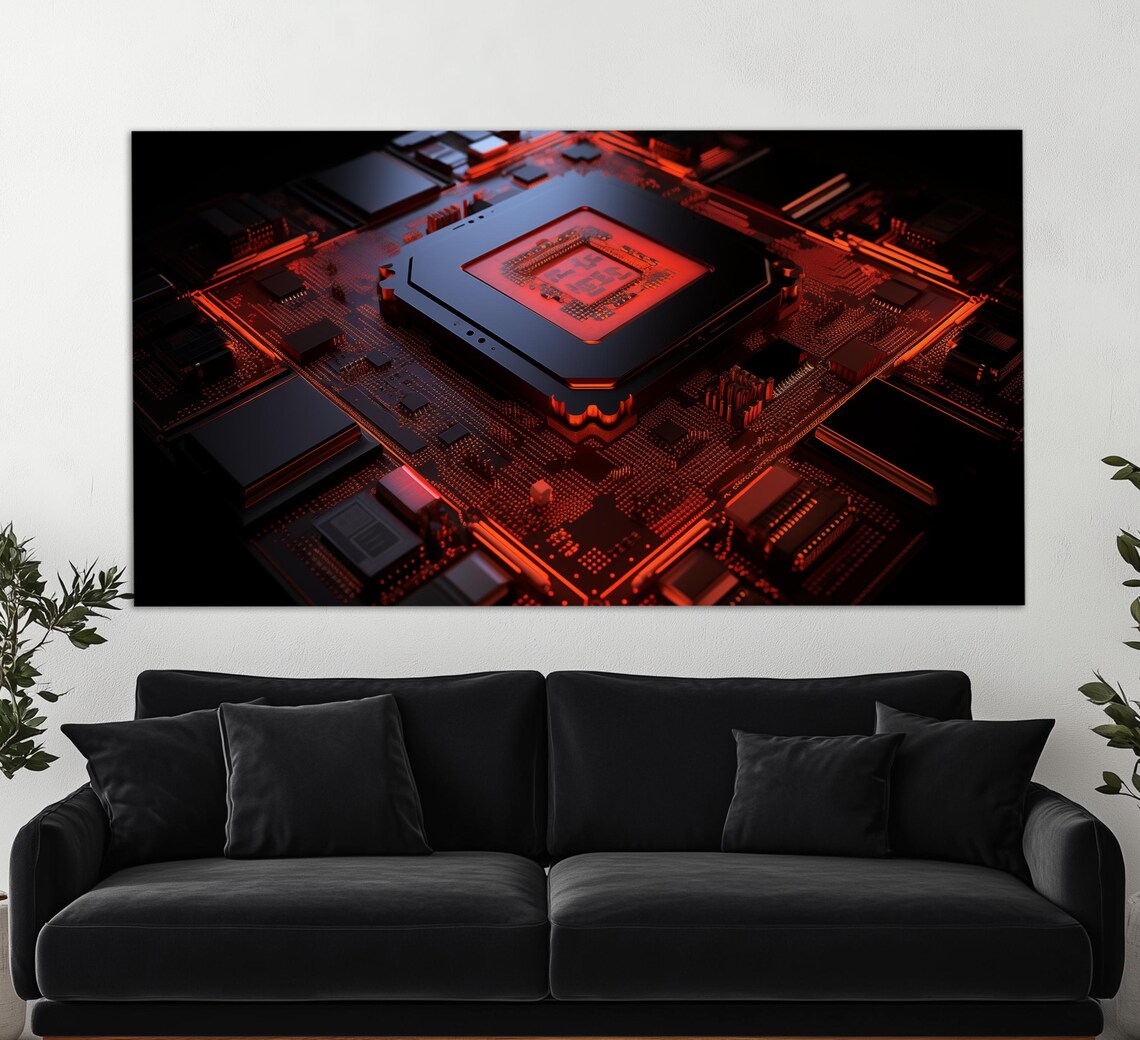 Microprocessor Art Print, Abstract Electronic Decor