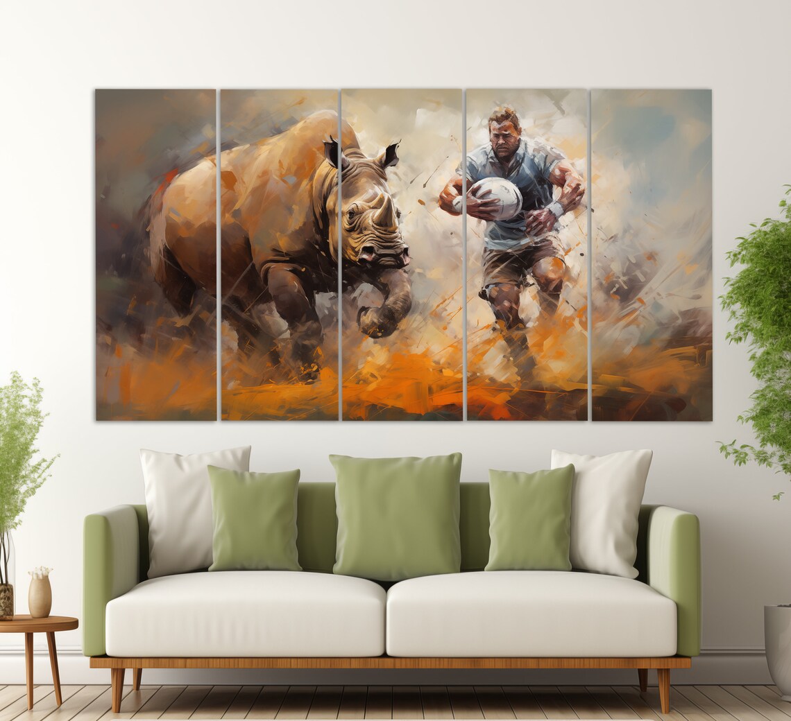 Abstract Rugby Print In A Vintage Oil Painting Style Rugby Wall Art Rugby Painting Rugby Poster Rugby Fan Gift - Image 2