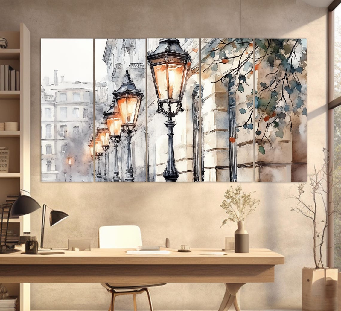 Street Lanterns In Vienna Print In A Vintage Oil Painting Style Abstract Vienna Wall Art Retro Vienna Street Lights Painting - Image 5