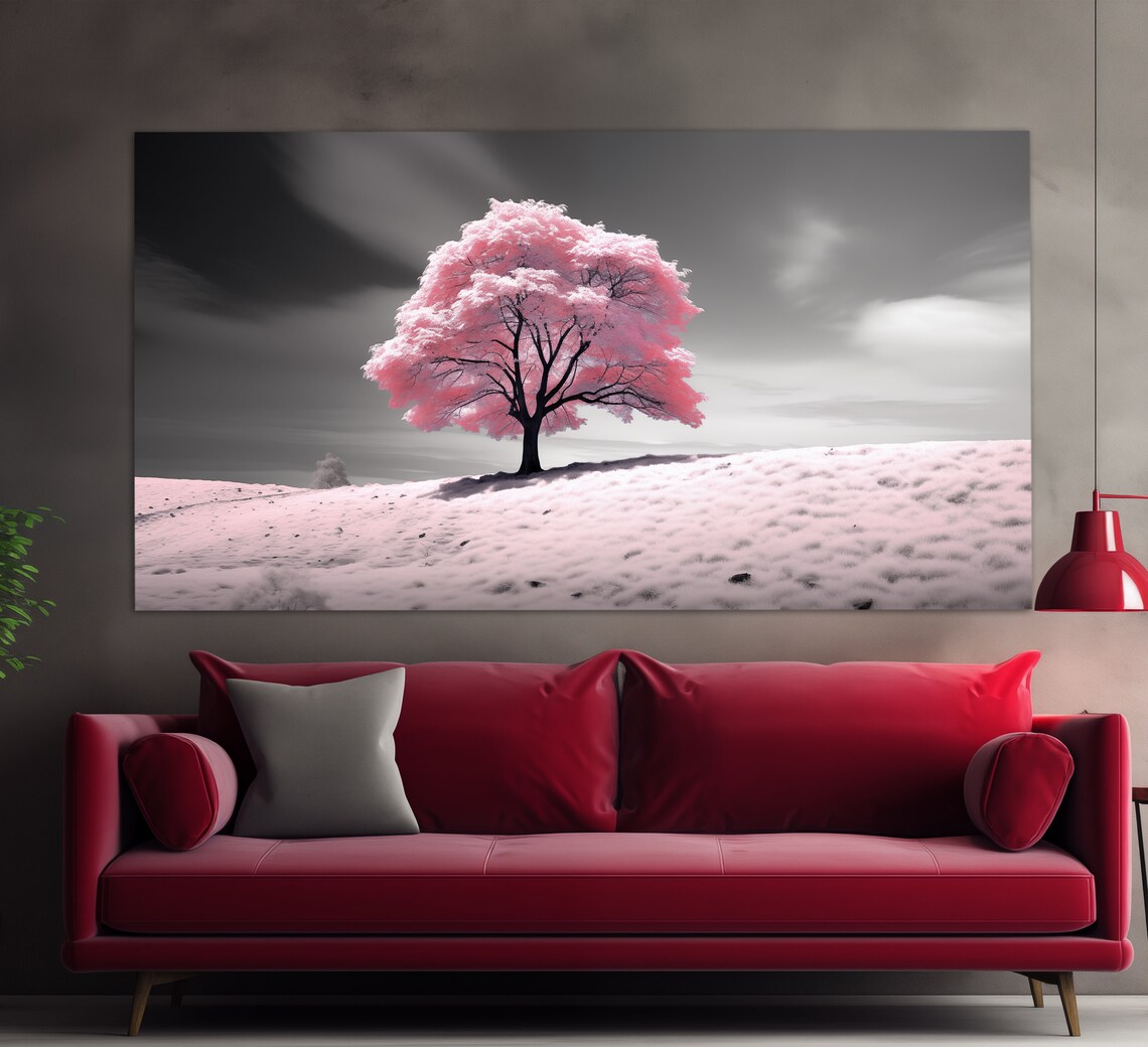 Abstract Pink Tree Print Abstract Nature Wall Art Pink Wall Decor Pink Tree Painting Soft Pink Art - Image 3