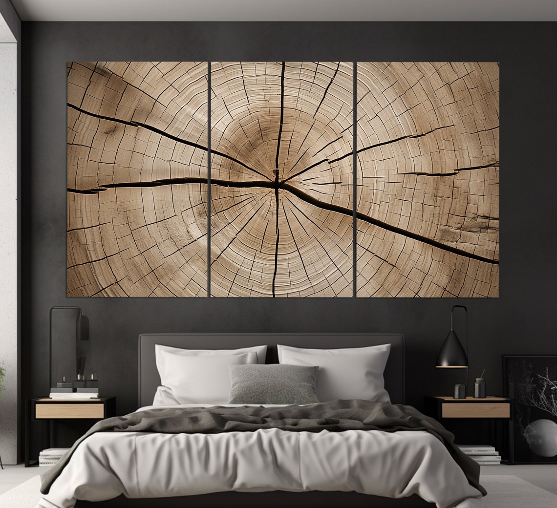 Tree Trunk Growth Rings Cross Section Warm Wood Texture Art Poster - Image 3