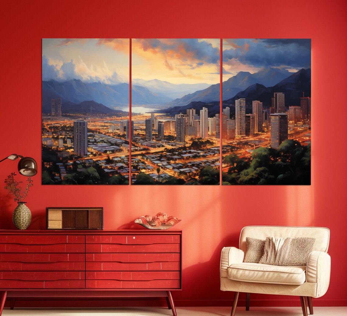 Caracas Night Skyline City Lights Venezuela Urban Travel Poster - Image 3