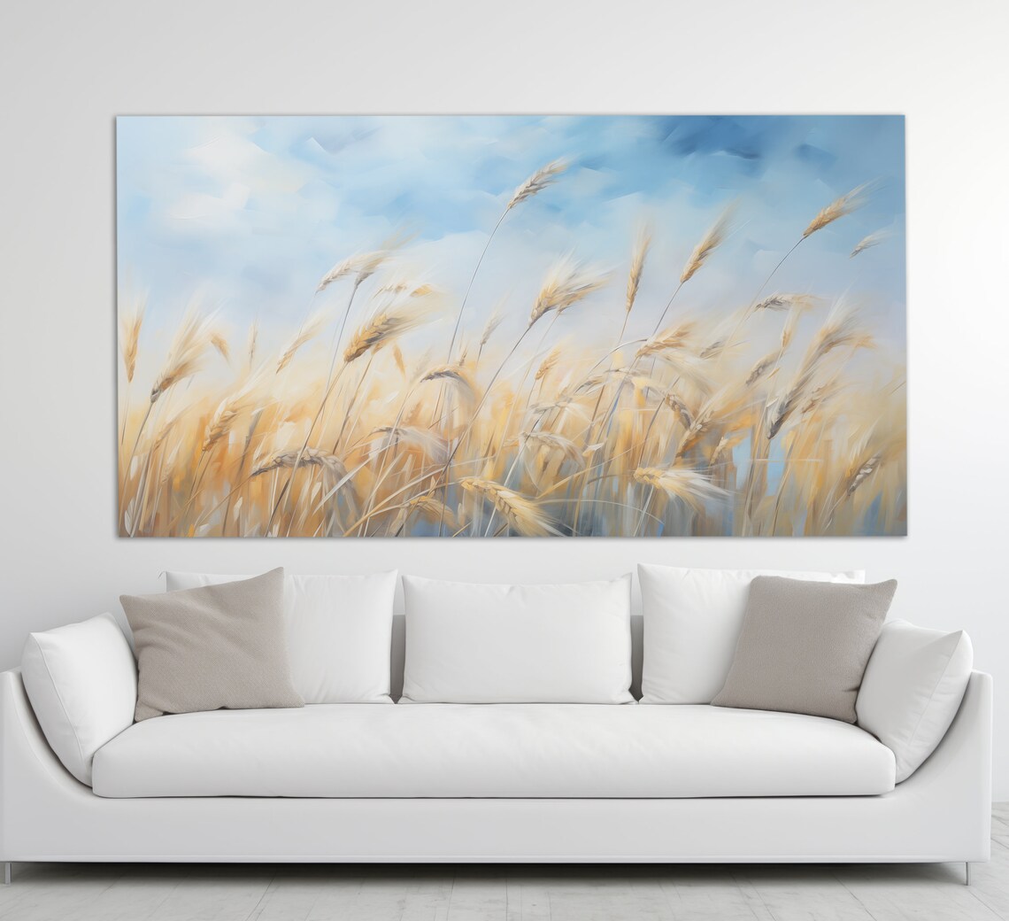 Abstract Wheat Field Art Print, Farmhouse Neutral