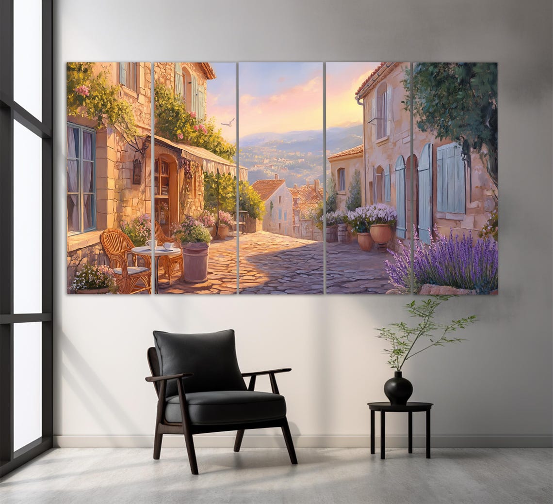 Scenic Provence Village Print In An Oil Painting Style Scenic French Wall Art Summer Provence Painting Provence Wall Art - Image 2