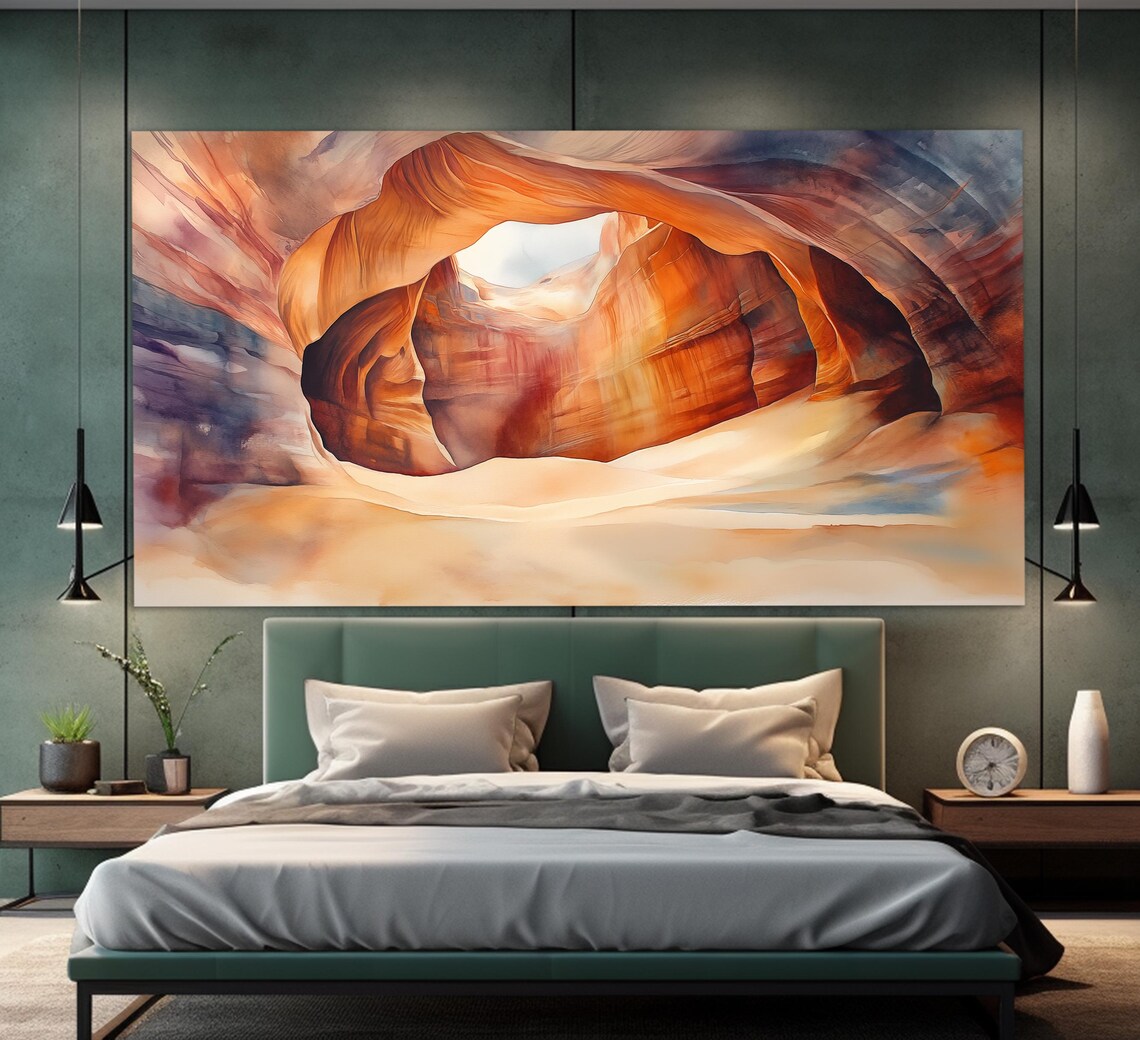 Antelope Canyon Arizona Watercolor Style Slot Canyon Light Beams Poster - Image 6