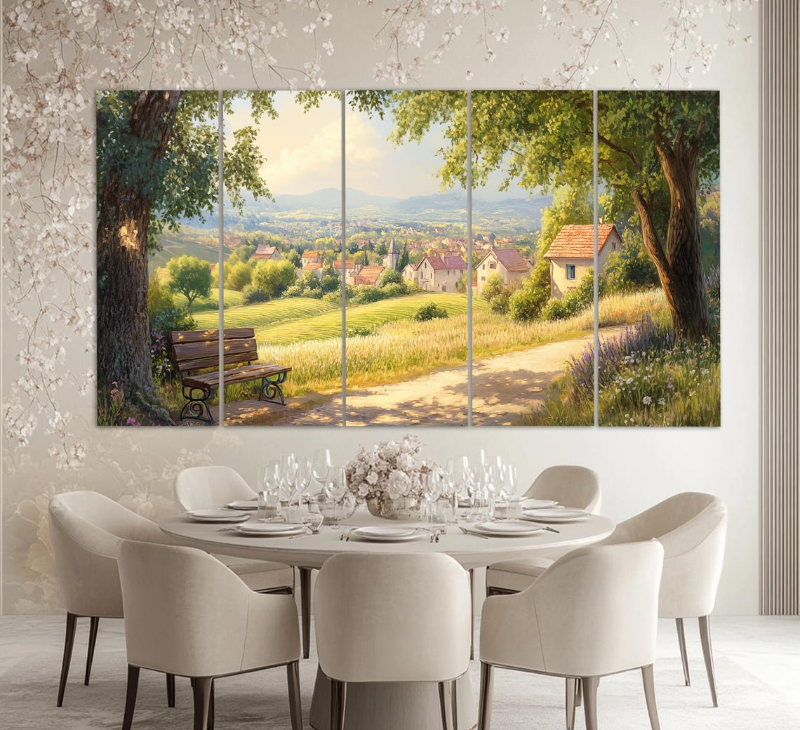 Scenic French Village Print In An Oil Painting Style Abstract French Wall Art Rustic Provence Painting Provence Wall Art - Image 5