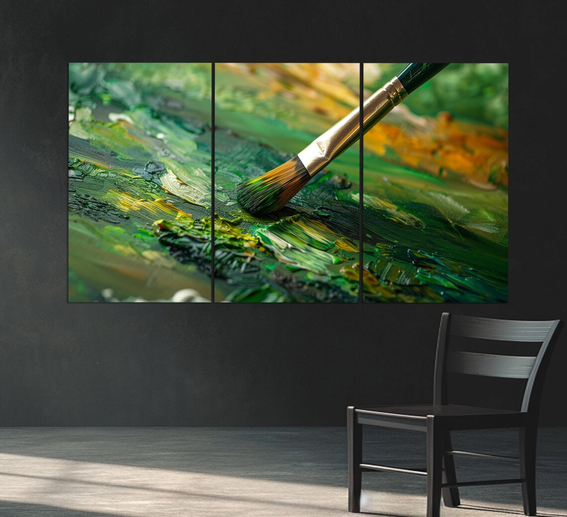 Artist Paintbrush Thick Green Paint Stroke Impasto Fine Art Poster - Image 3