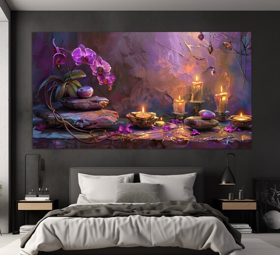 Spa Candles Orchids Stones Relaxing Wellness Vintage Still Poster