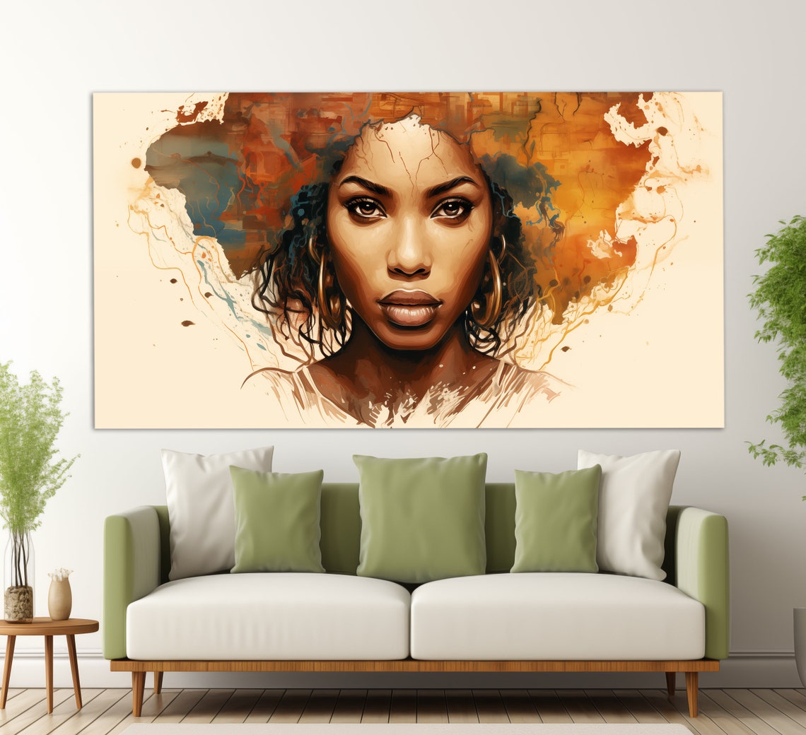 Abstract African Woman Print In A Vintage Oil Painting Style African Wall Art Ethnic Woman Portrait Painting African Wall Decor - Image 4