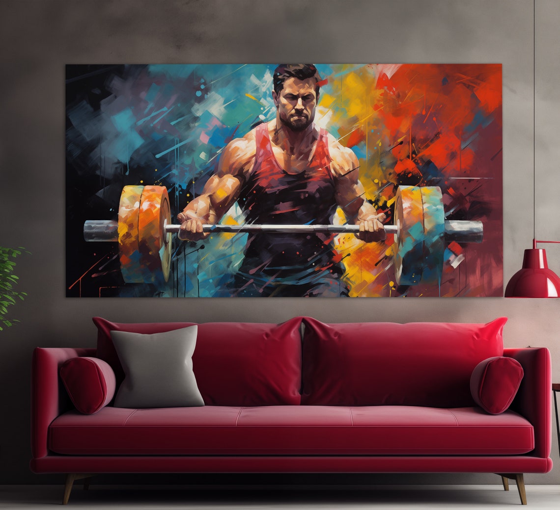 Abstract Weightlifting Print In An Oil Painting Style Fitness Wall Art Fitness Painting Bodybuilding Poster Bodybuilder Gift - Image 6