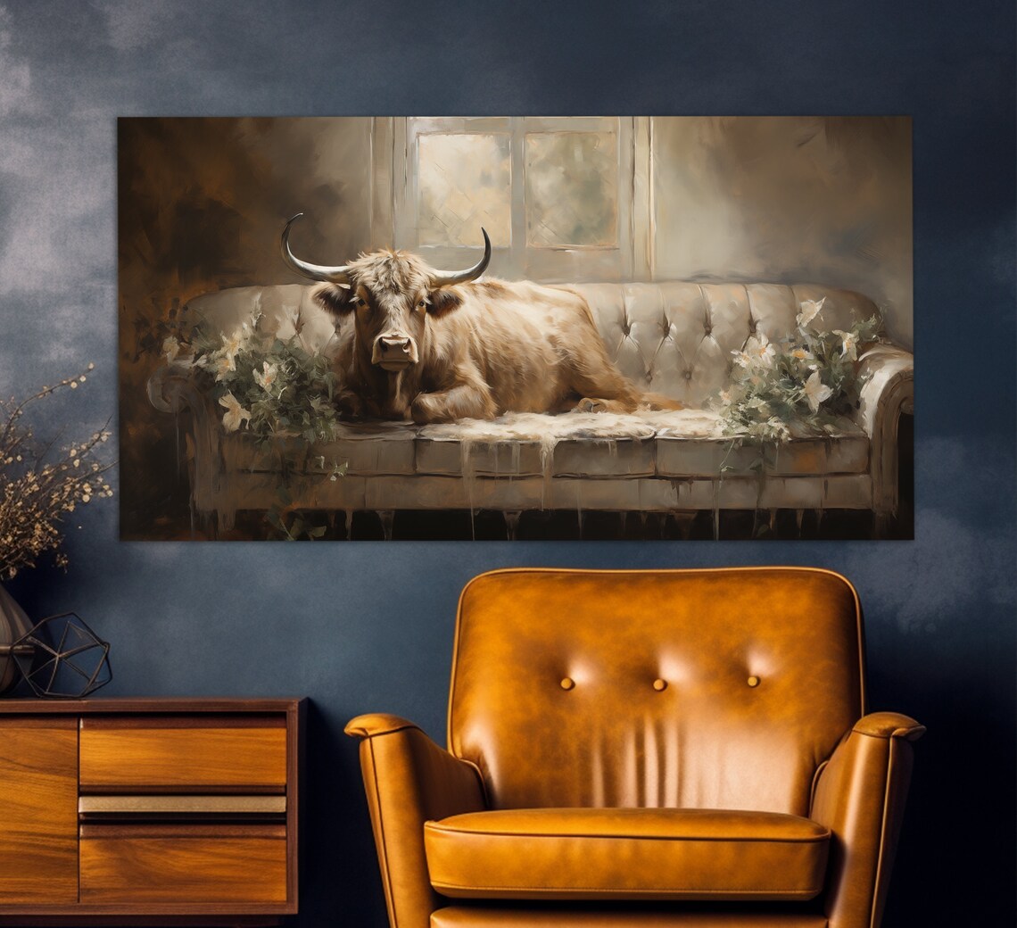 Cow On The Sofa, Farmhouse Wall Decor Art Print - Image 3