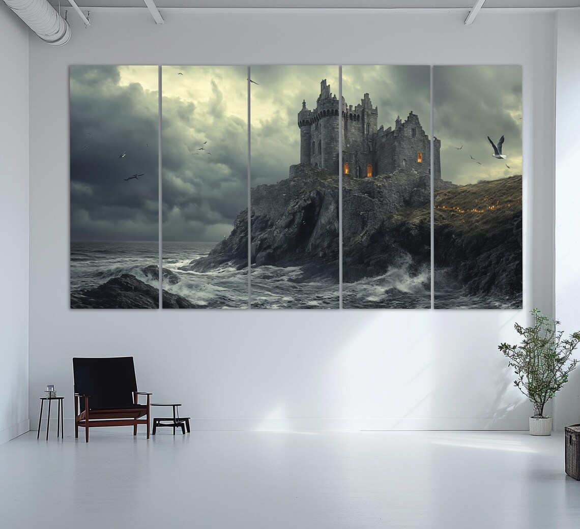 Ancient Irish Castle Vintage Oil Painting Art Print - Image 2