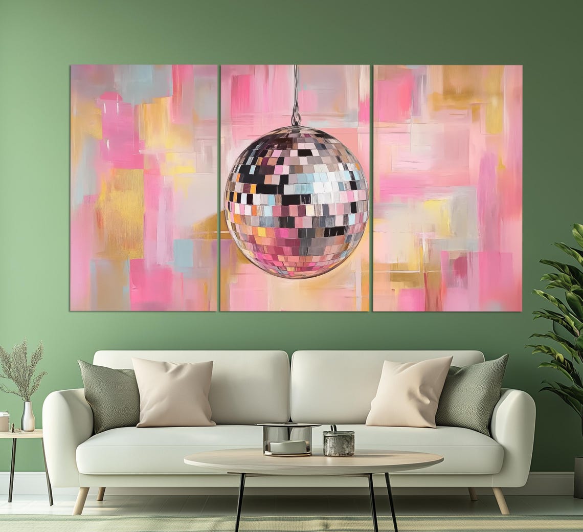 Disco Ball Pink Abstract Background Party Night Club Glam Wall Poster - Image 3