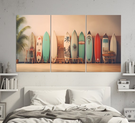 Abstract Surfboards Print Neutral Colors Surfing Wall Art Surfing Painting Surfing Poster Extreme Sports Wall Art