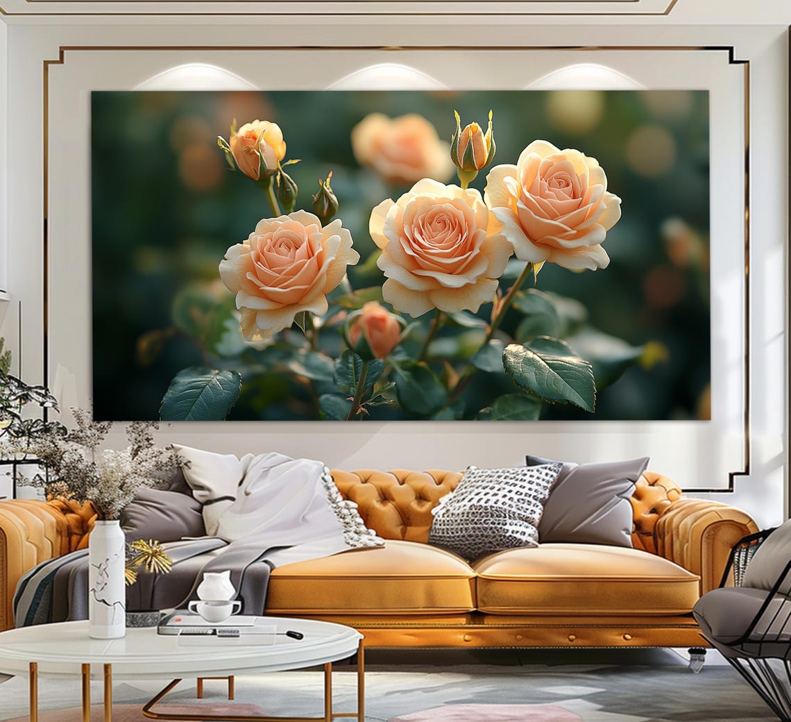 Soft Pink Roses Blossoms Romantic Painterly Floral Wall Art Poster