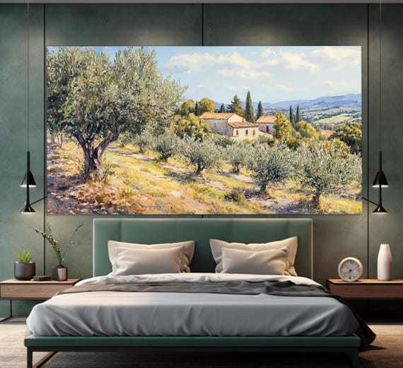 Olive Grove in Italy, Vintage Tuscany Art Print