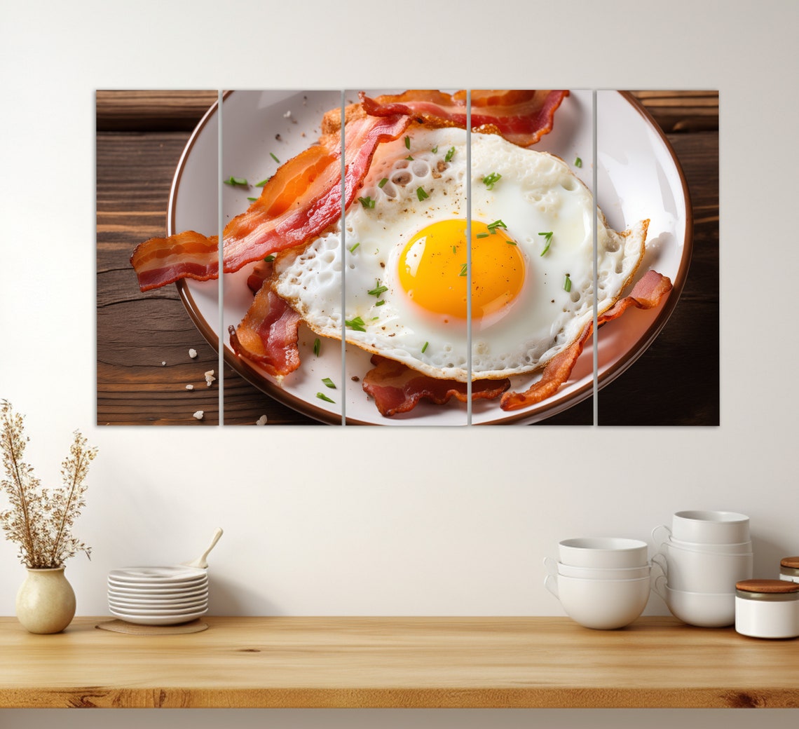 Sunny Side Up Fried Egg And Crispy Bacon Breakfast Food Art Poster - Image 3