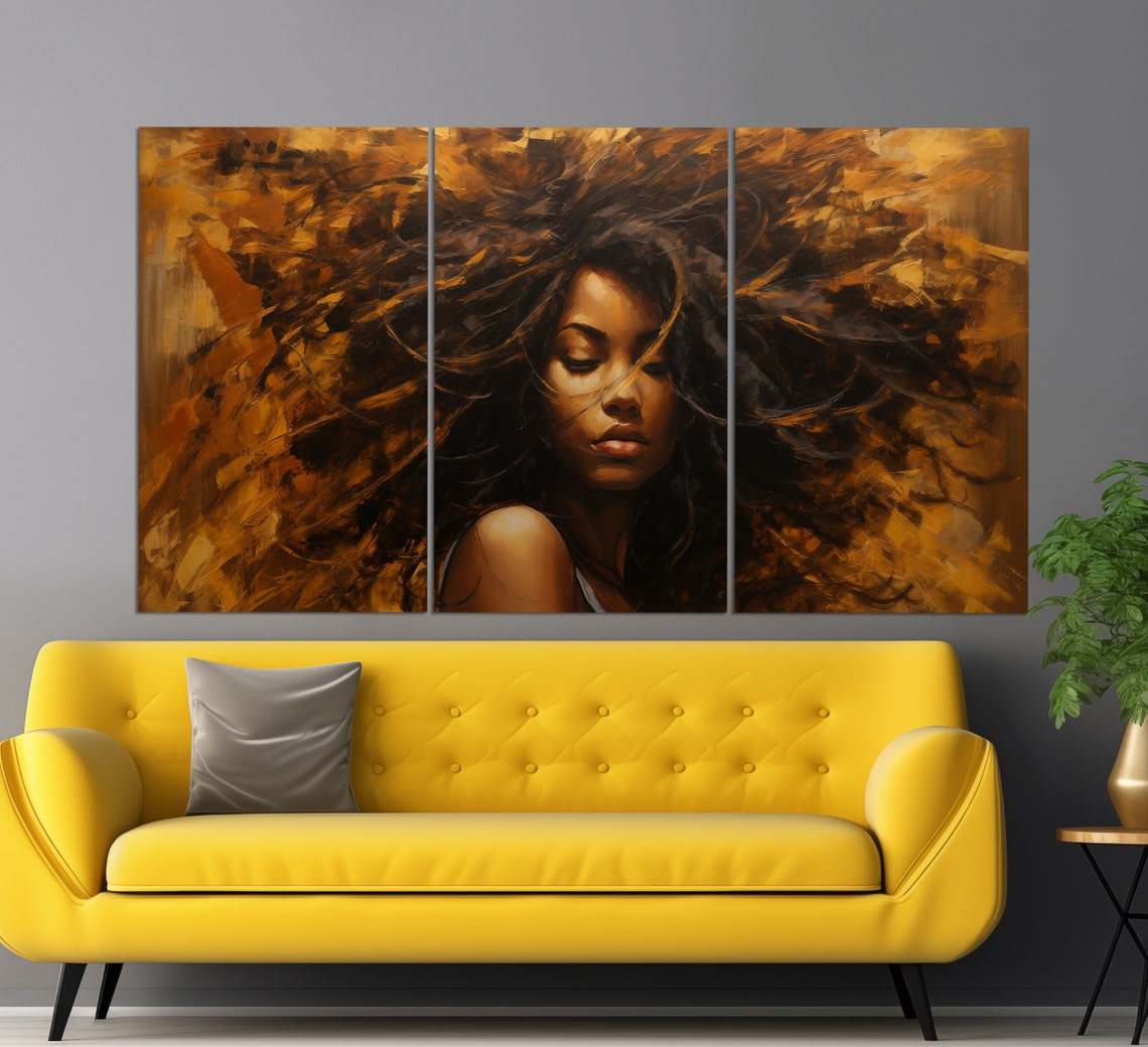 Fashion Wall Art African Woman Print In An Abstract Oil Painting Style Ethnic Woman Painting Beauty Studio Decor - Image 3