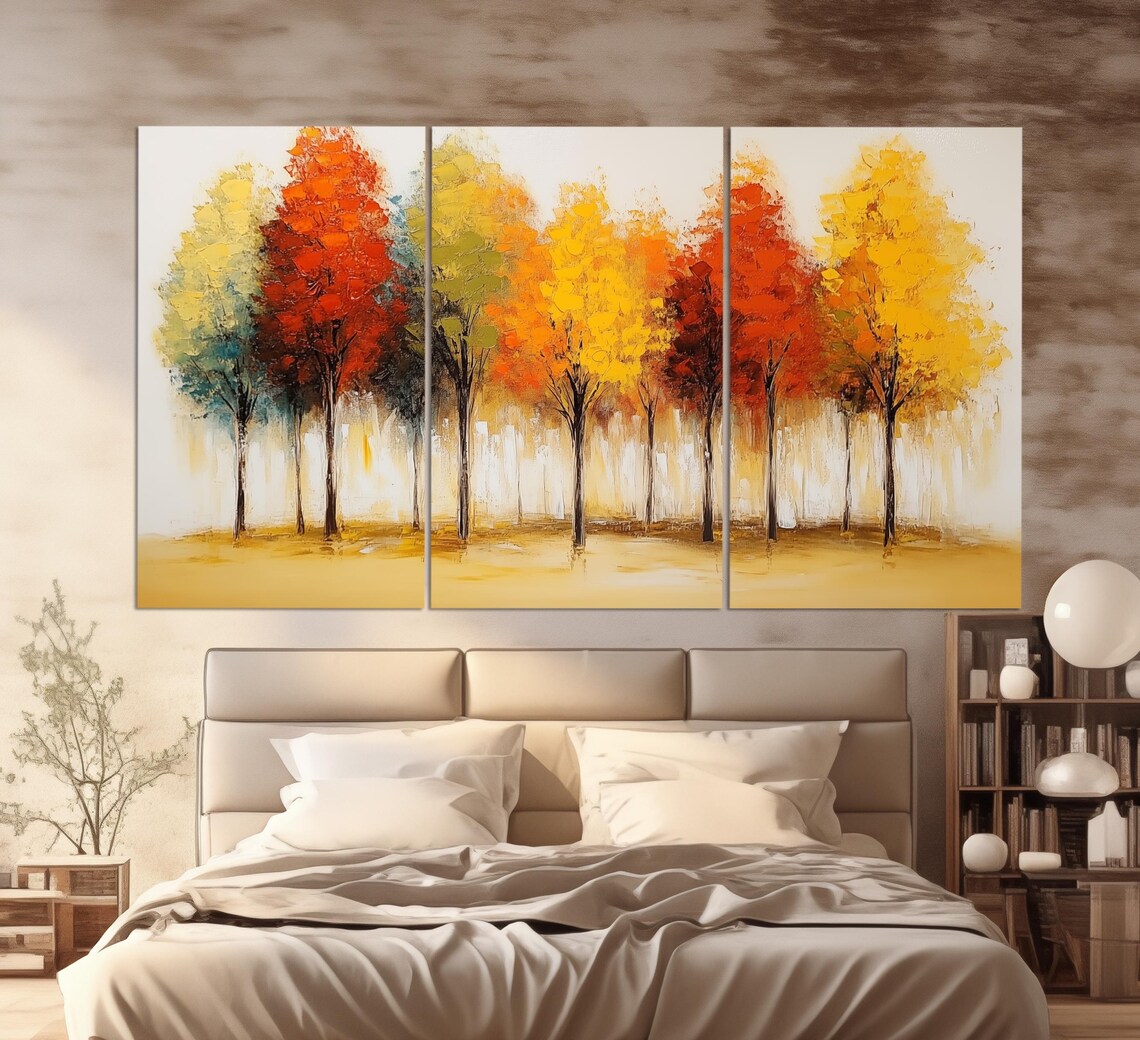 Abstract Autumn Trees, Vintage Oil Painting Art Print - Image 6