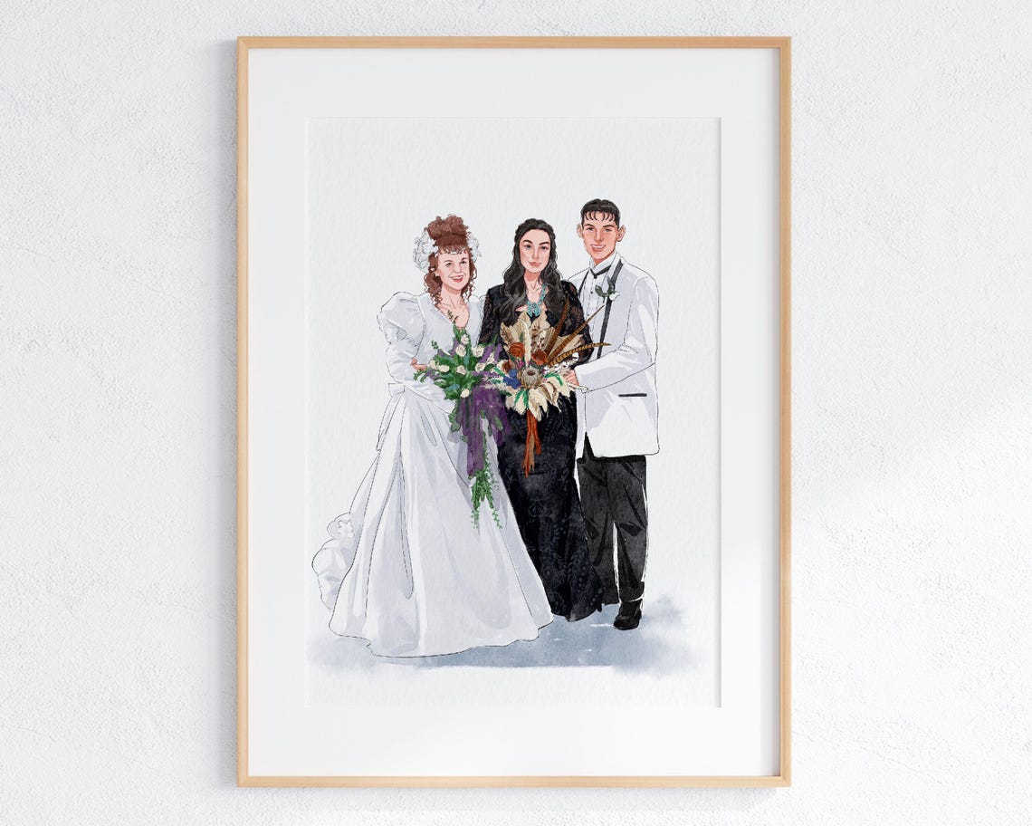 Watercolor Portrait Wedding Portrait Engagement Photo Photo Drawing Mothers Day Gift Family Portrait Proposal Gift Proposal Scene Painting