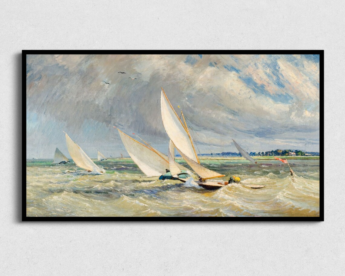 Vintage Summer Seascape Sailing Art Print