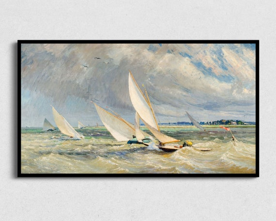 Vintage Summer Seascape Sailing Art Print
