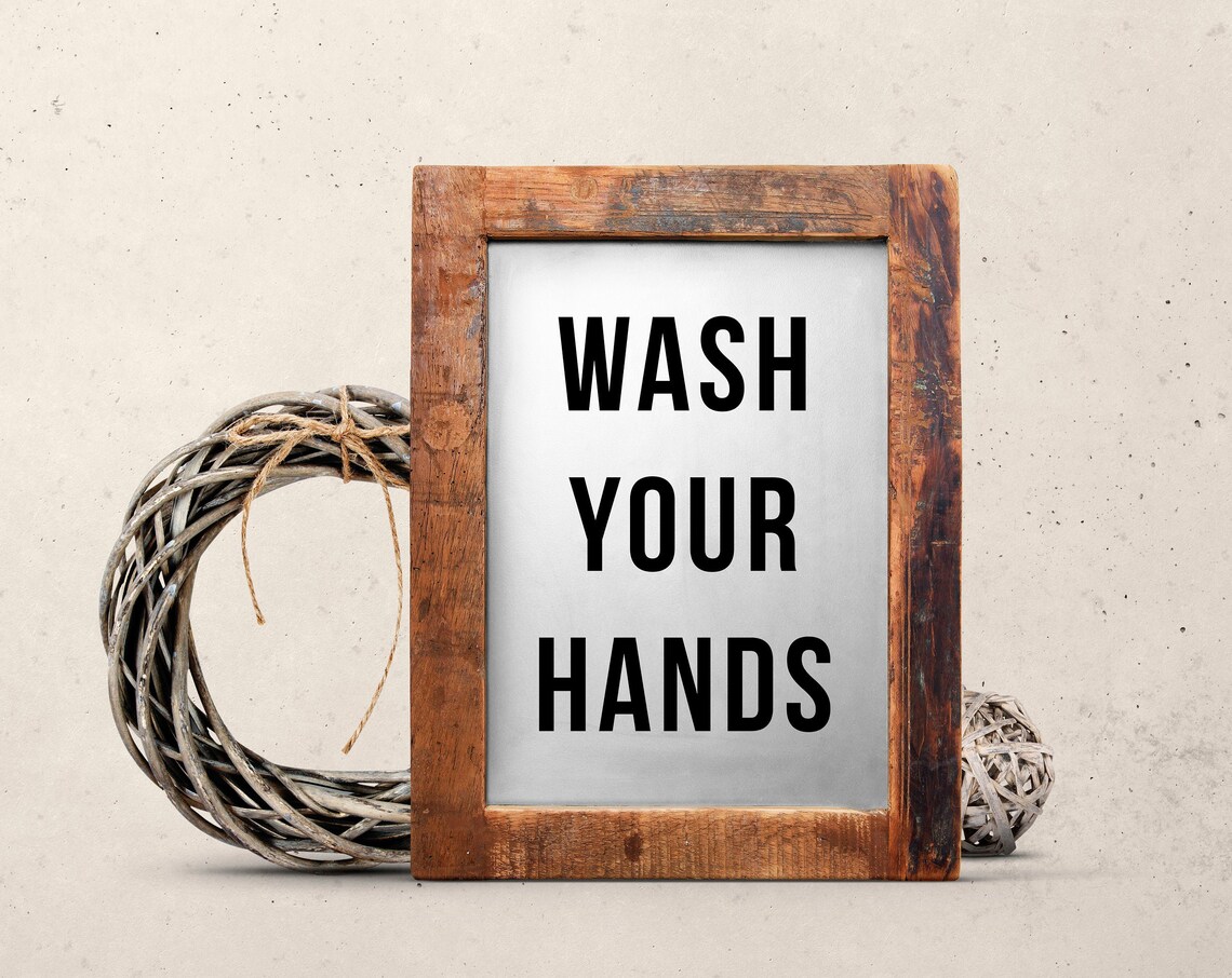 Wash Your Hands Bold Black White Minimalist Bathroom Decor Poster - Image 3