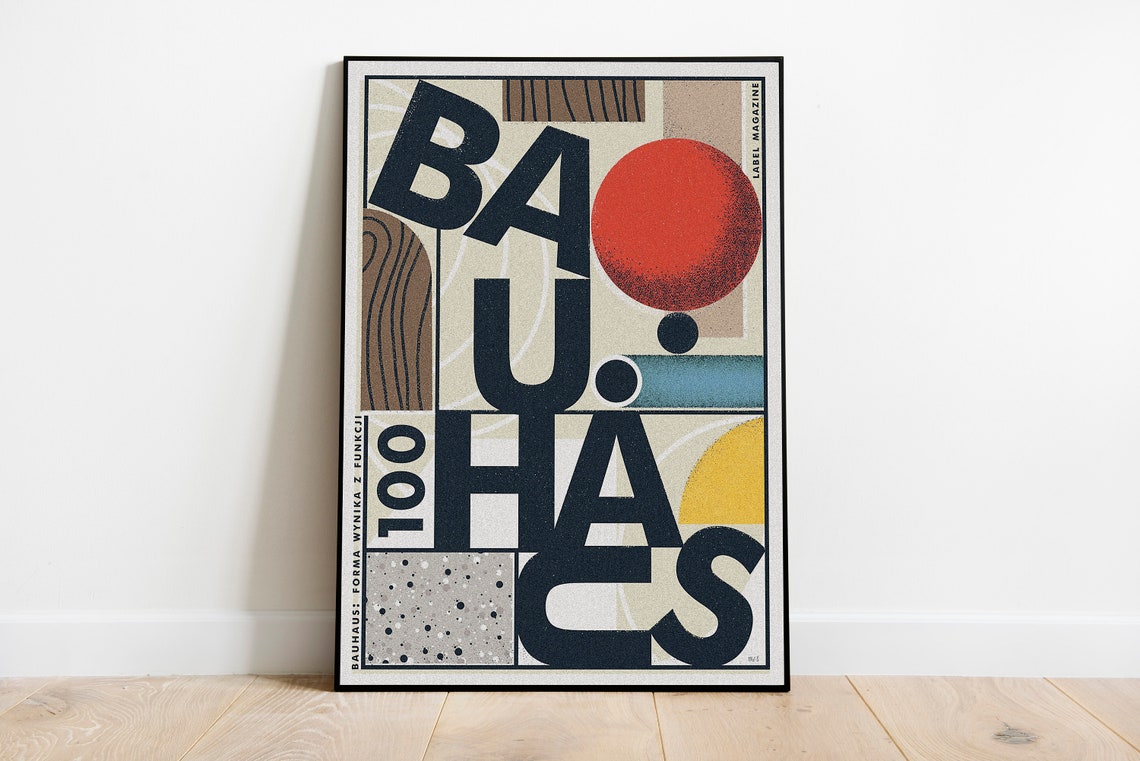 Bauhaus 100 Typography Collage Geometric Centenary Art Poster