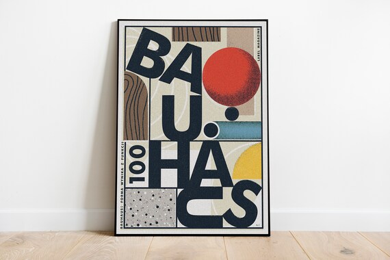 Bauhaus 100 Typography Collage Geometric Centenary Art Poster