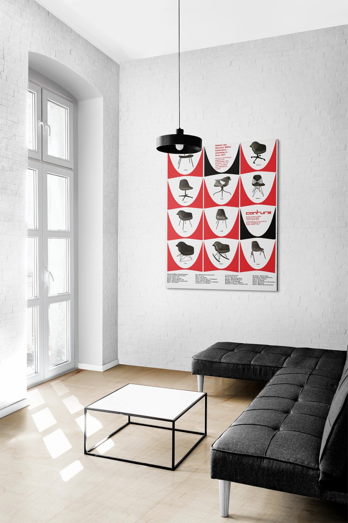 Herman Miller Collection Chair Grid Red Vintage Furniture Poster - Image 3
