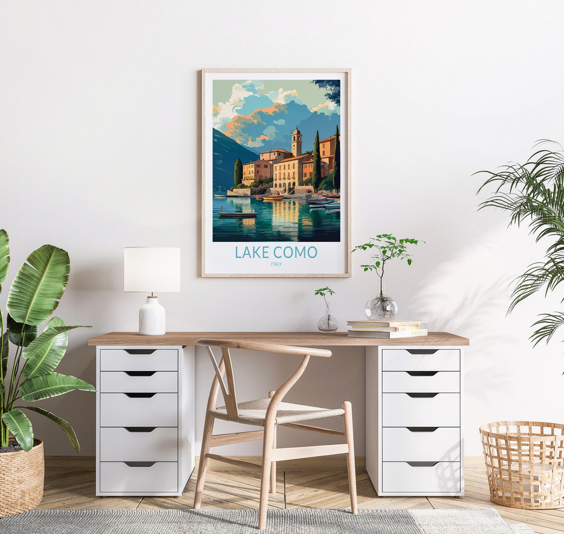 Lake Como Italy Print Wall Art Lake Como Italy Travel Poster Italy Wall Art Traveler Wall Decor Traveler Gift Travel Poster Italy Art - Image 2