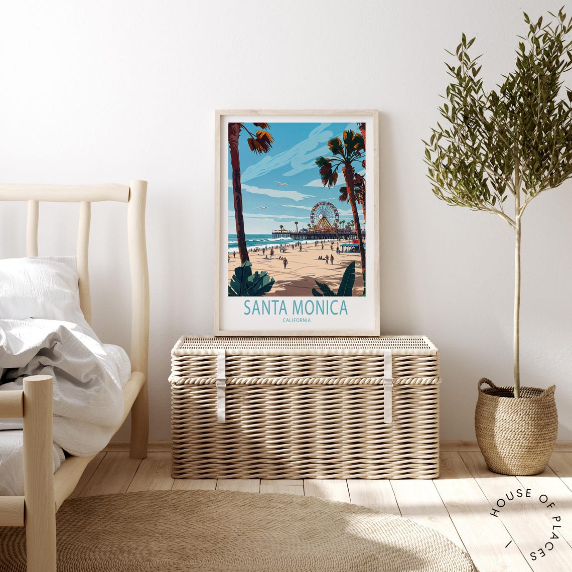 Santa Monica California Travel Poster Pier Ferris Wheel Beach - Image 4