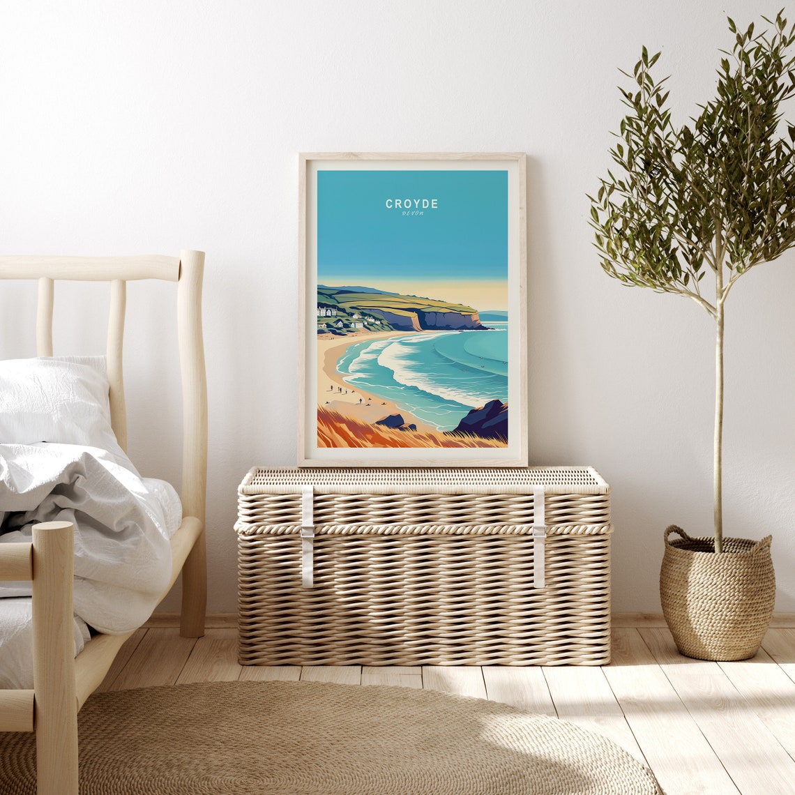 Croyde Devon Curved Bay Golden Surf Coast England Travel Poster - Image 3