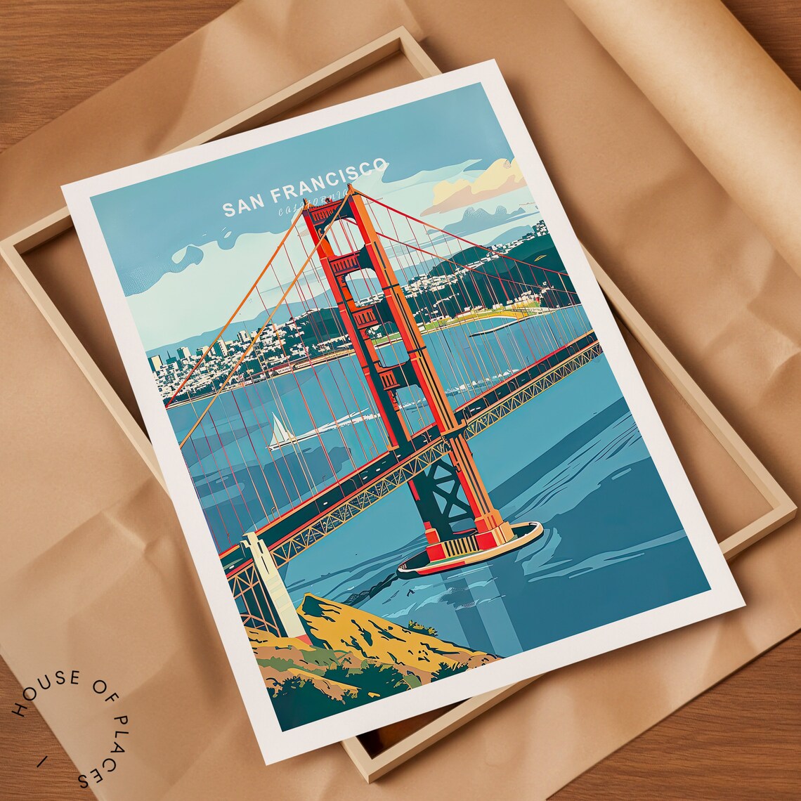 San Francisco Travel Poster, Golden Gate Bridge - Image 2