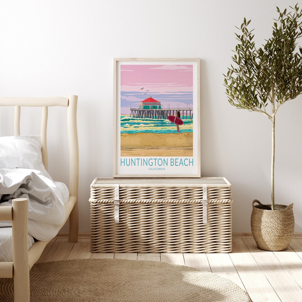 Huntington Beach California Travel Poster, Pier Postcard - Image 3
