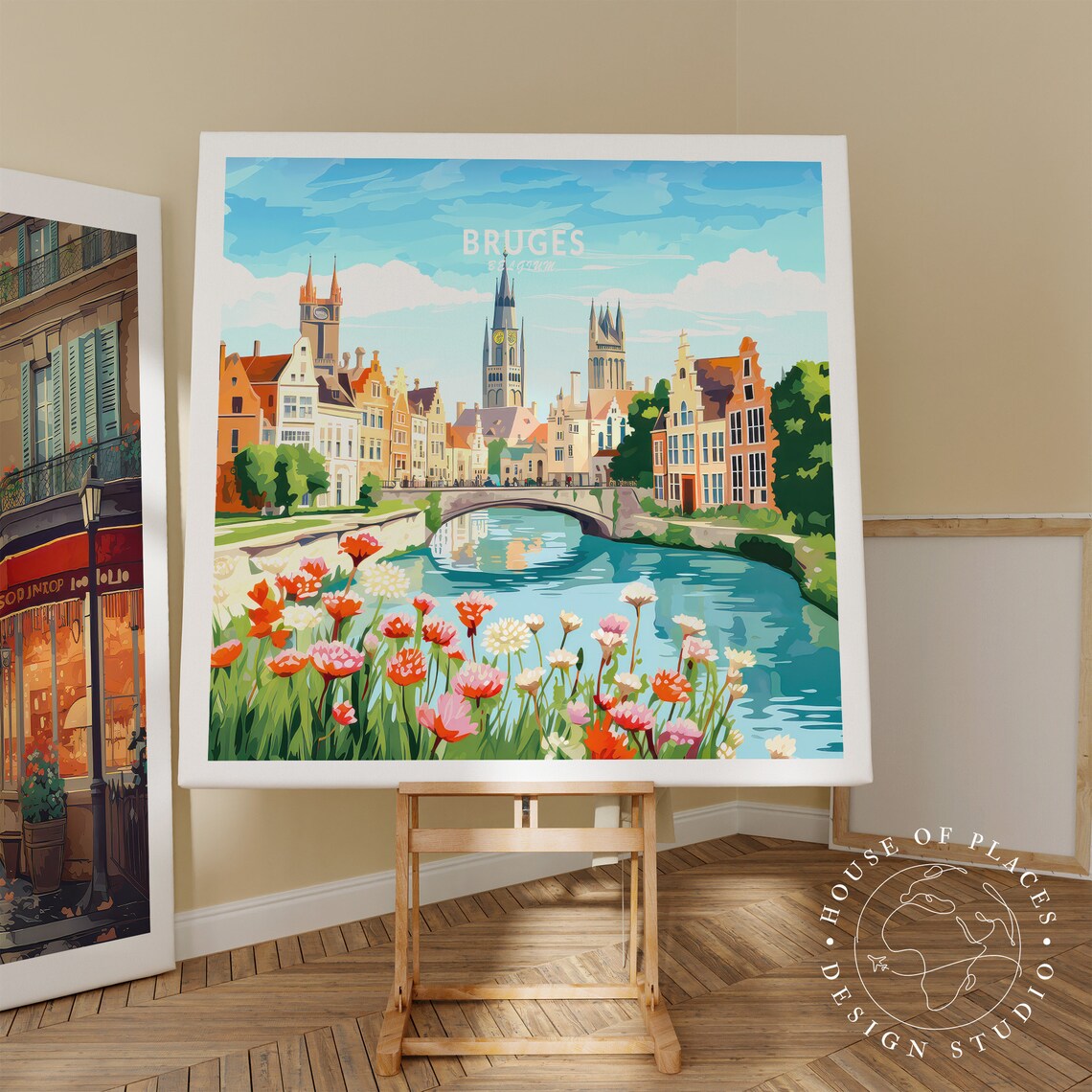 Bruges Belgium Travel Poster, Bruges Square - Image 2