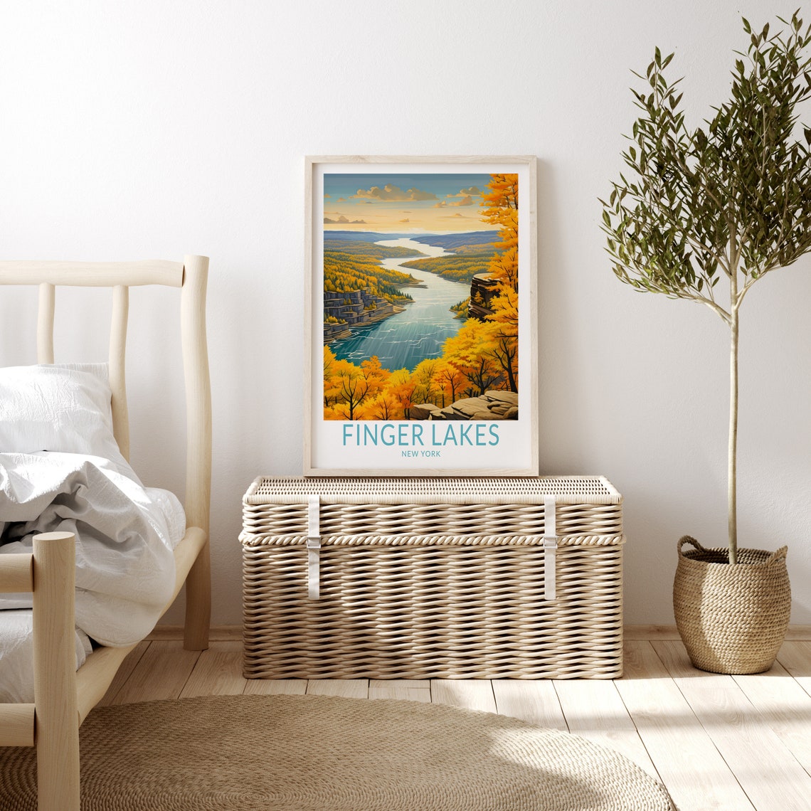 Finger Lakes New York Gorge Lake Autumn Cliffs Landscape Poster - Image 3