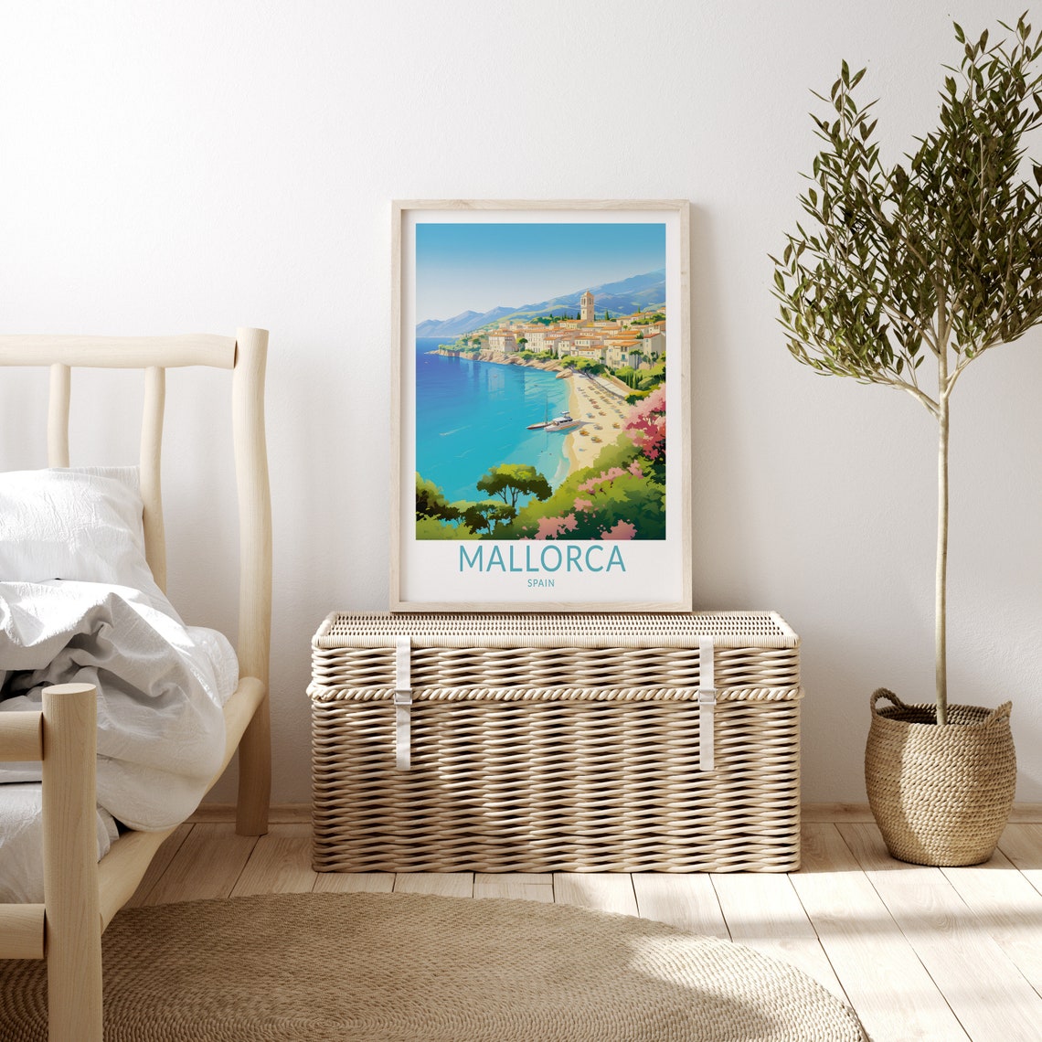 Mallorca Spain Coastal Town Beach Vintage Style Travel Poster - Image 3