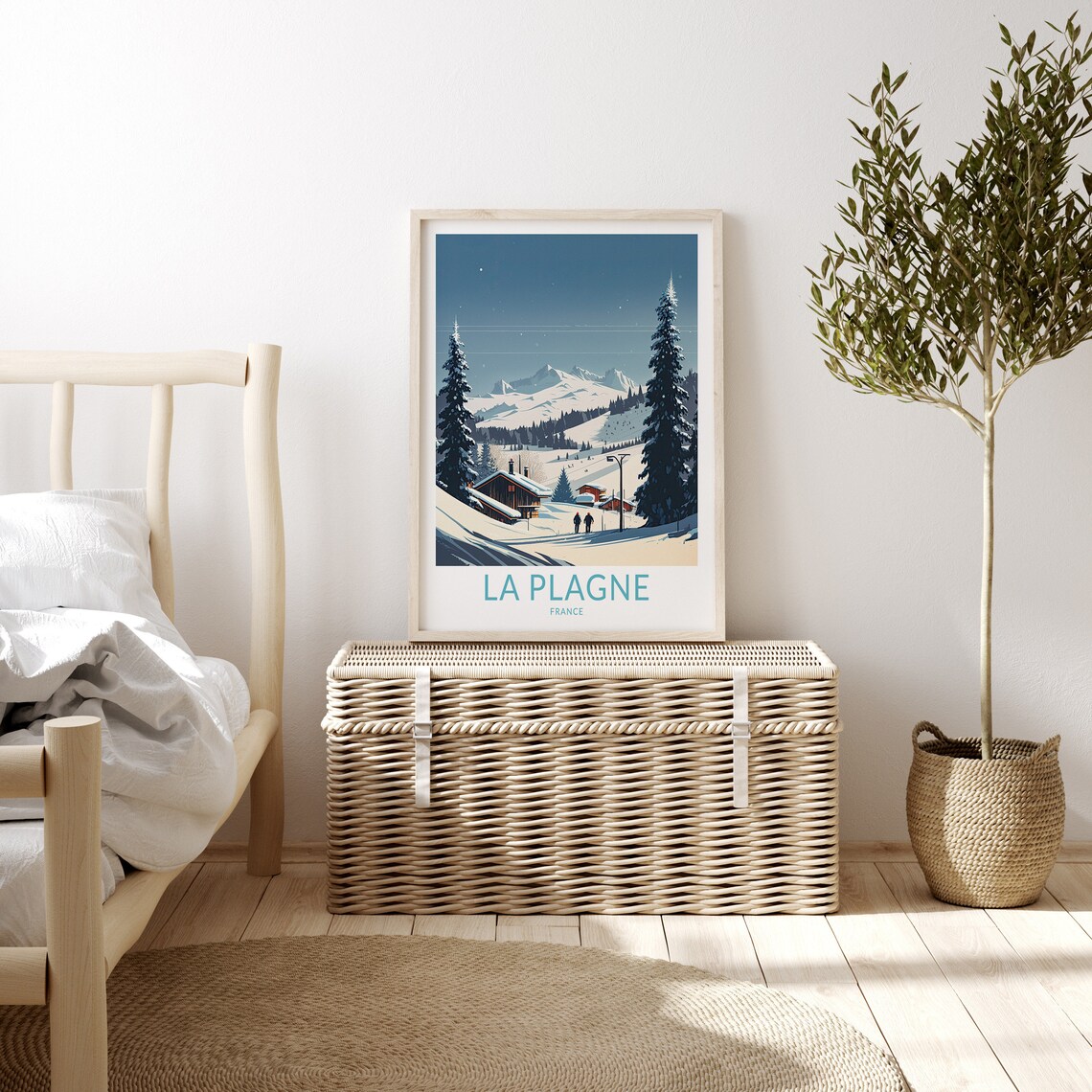 La Plagne French Ski Travel Poster, Winter Travel - Image 3
