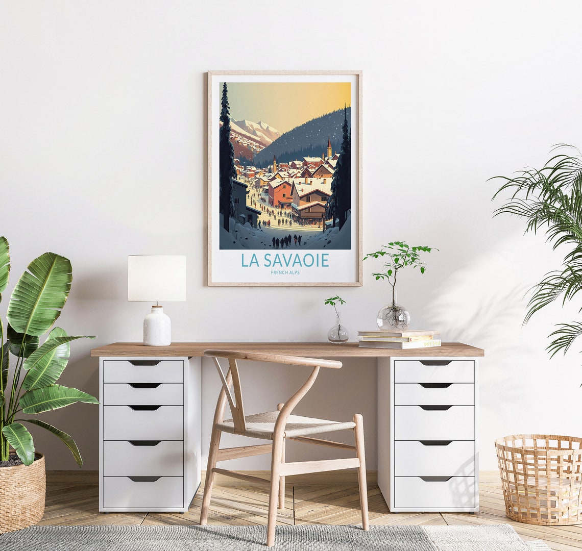 La Savoie Travel Print Savoie French Alps Winter Travel Poster France Travel Wall Art Travel Artwork Winter Travel Gift Wall Decor - Image 2