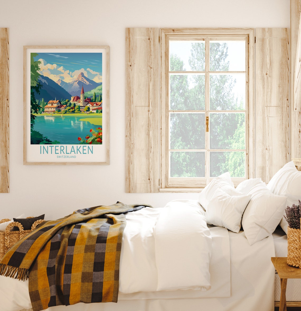 Interlaken Switzerland Travel Poster Switzerland Poster Print Switzerland Custom Travel Print Personalized Travel Poster Birthday Gifts - Image 2