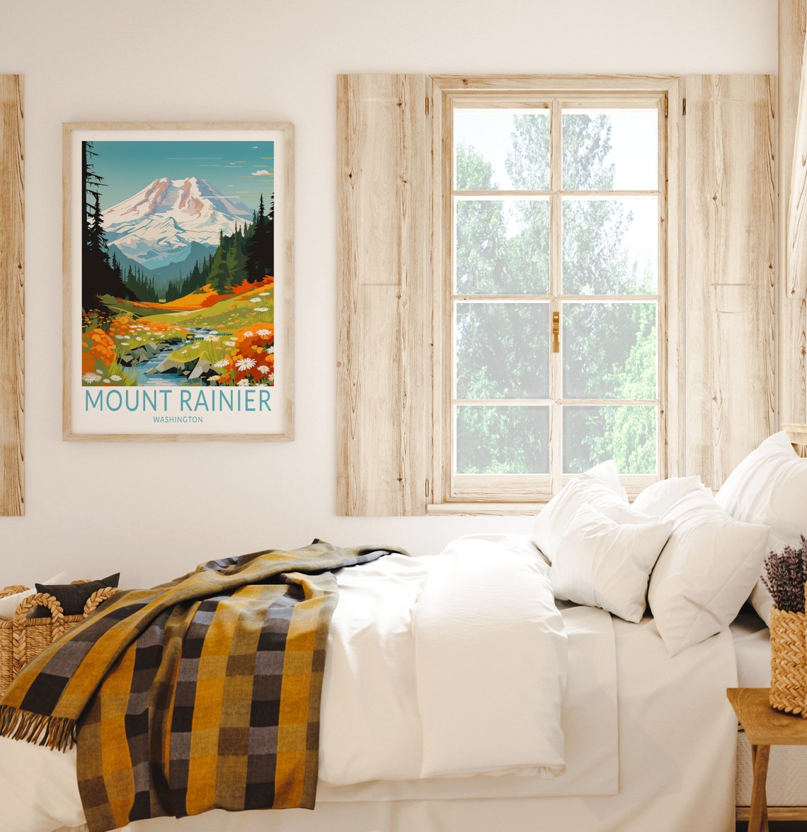 Mount Rainier Washington Wildflower Meadow Mountain Travel Poster - Image 2