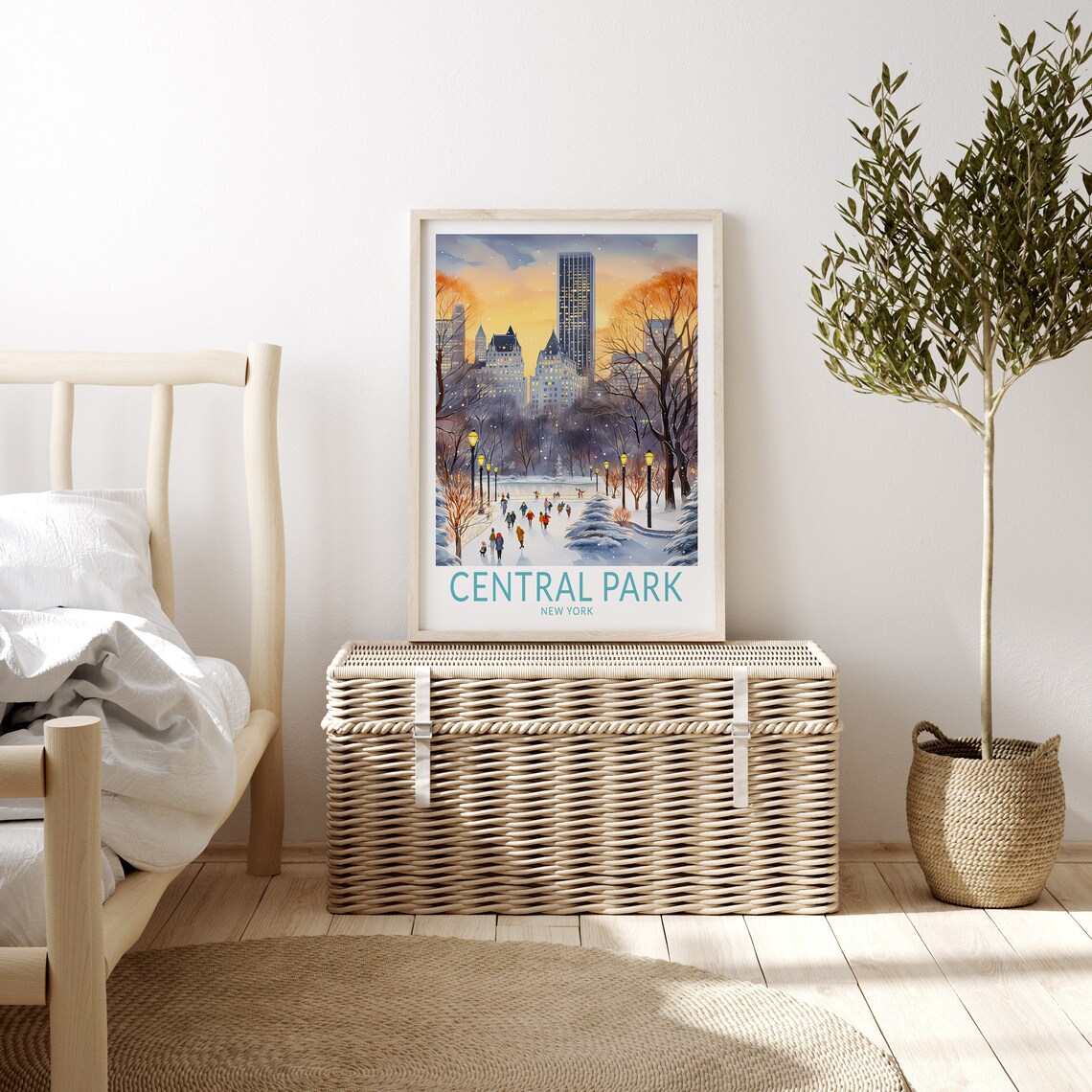 Central Park Ice Skating New York Travel Poster - Image 3