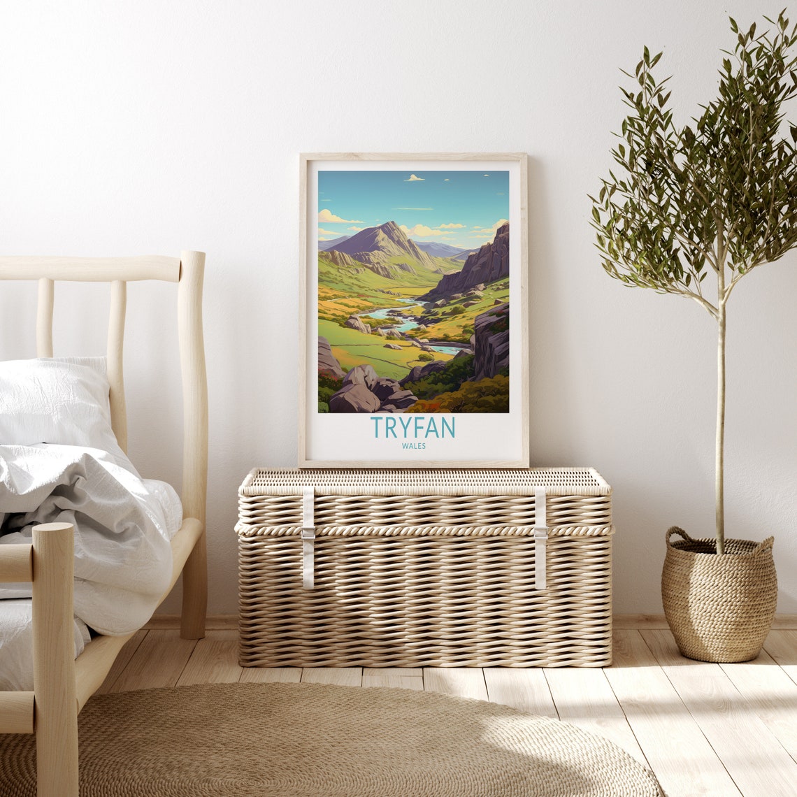 Tryfan Wales Mountain Valley Green Ridges Rocky Stream Poster - Image 3