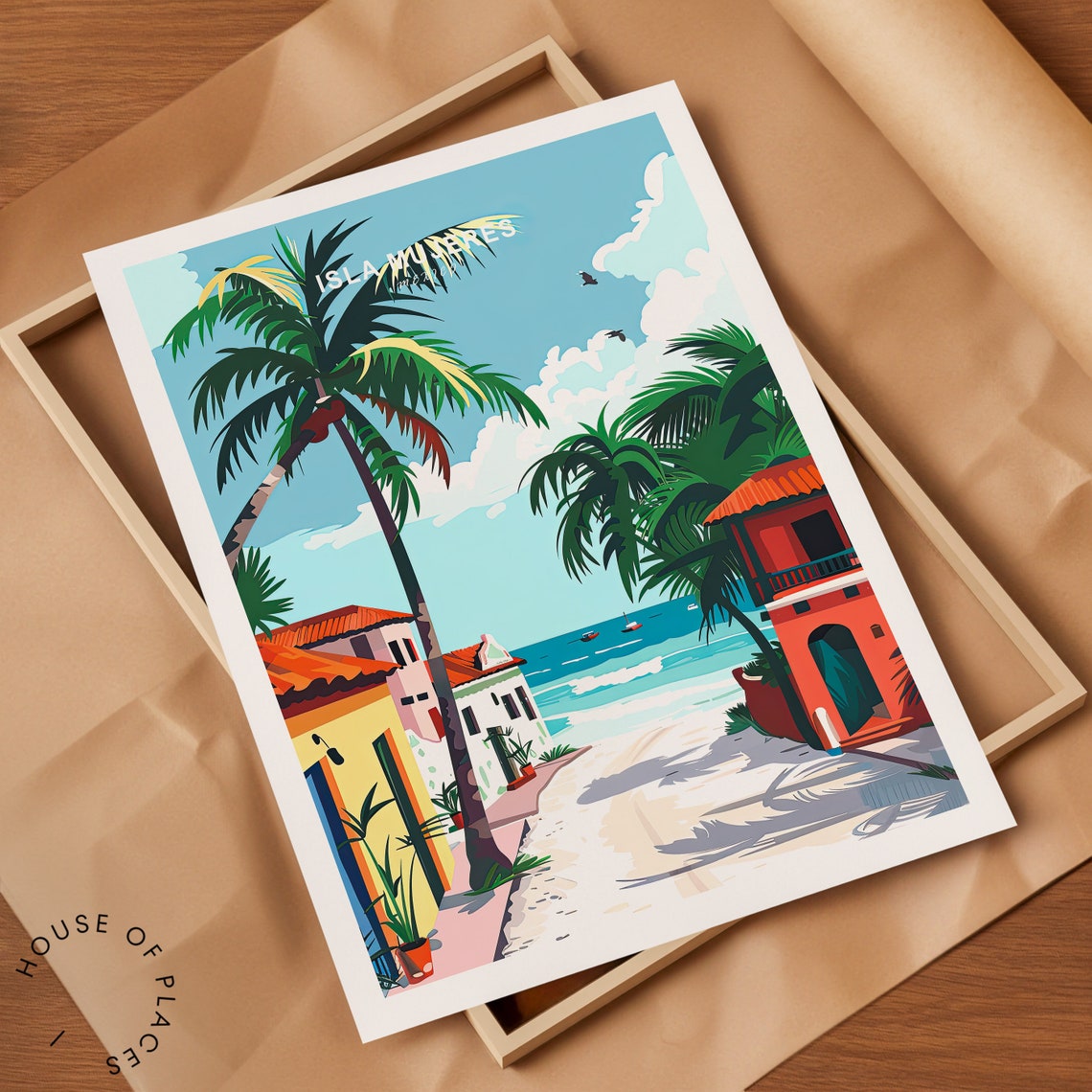 Isla Mujeres Mexico Tropical Beach Street Palm Trees Travel Poster - Image 2