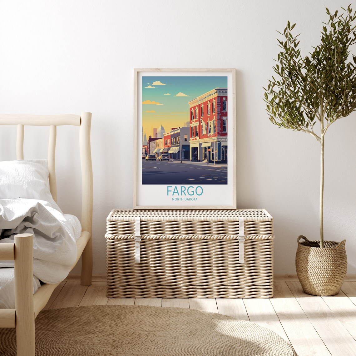 Fargo North Dakota Downtown Vintage Street Scene Travel Poster - Image 3