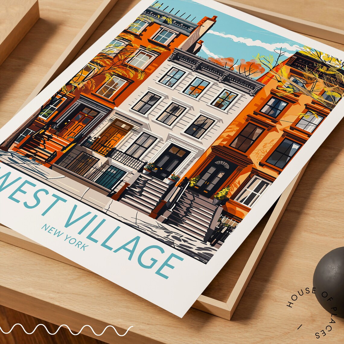 West Village New York Autumn Brownstone Stoops Travel Poster - Image 3