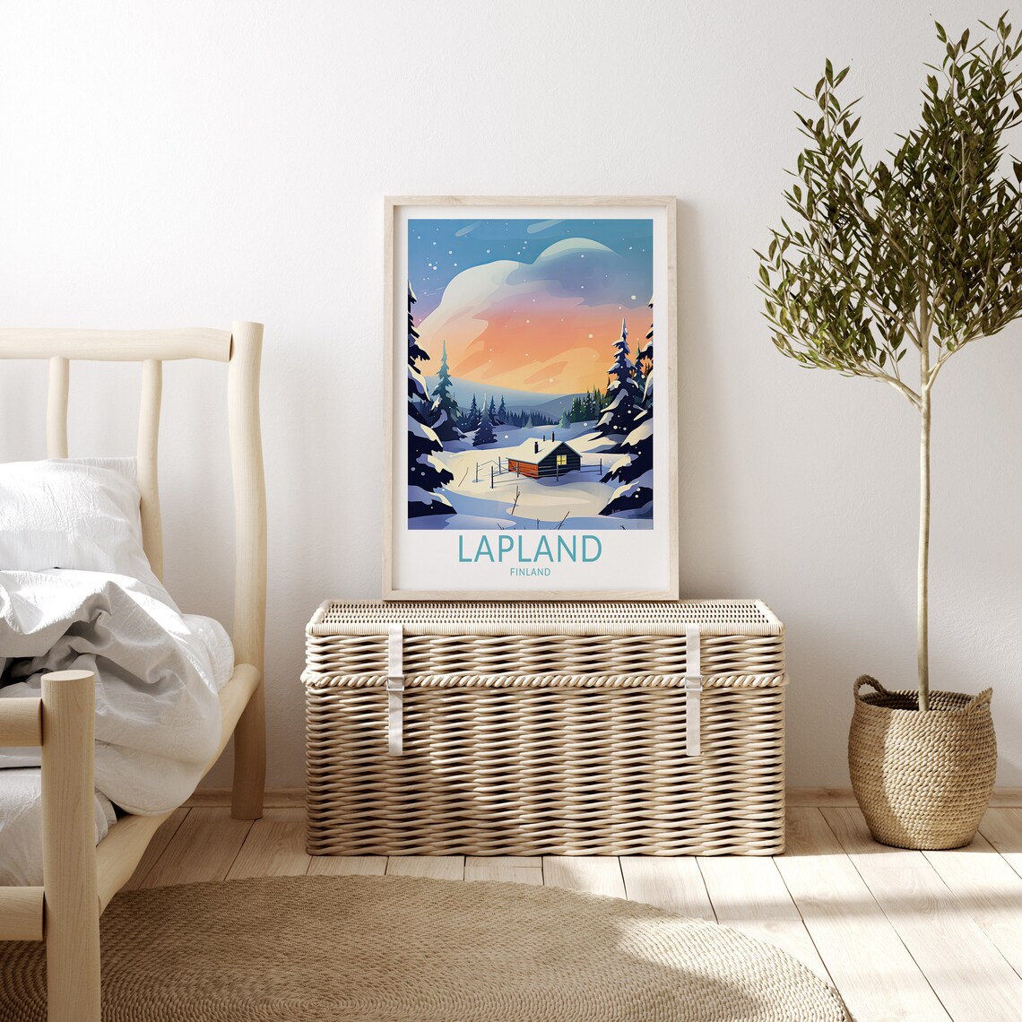 Lapland Finland Northern Lights Travel Poster - Image 3