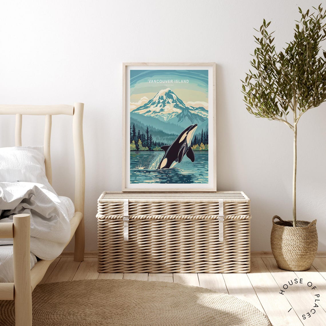 Vancouver Island Canada Orca Whale Jump Alpine Water Art Poster - Image 2